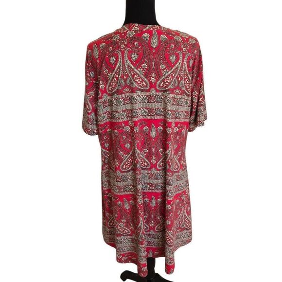 Amazon Womens Red Paisley Short Sleeve Loose Fitting Casual Dress Plus Size 2X - Picture 2 of 8